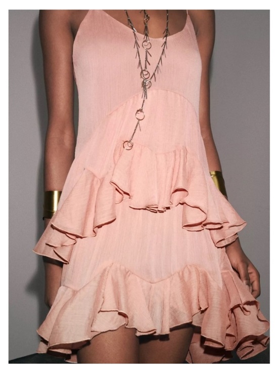 Zara Dresses & Skirts - Zara Salmon Pink Ruffled Mini Dress